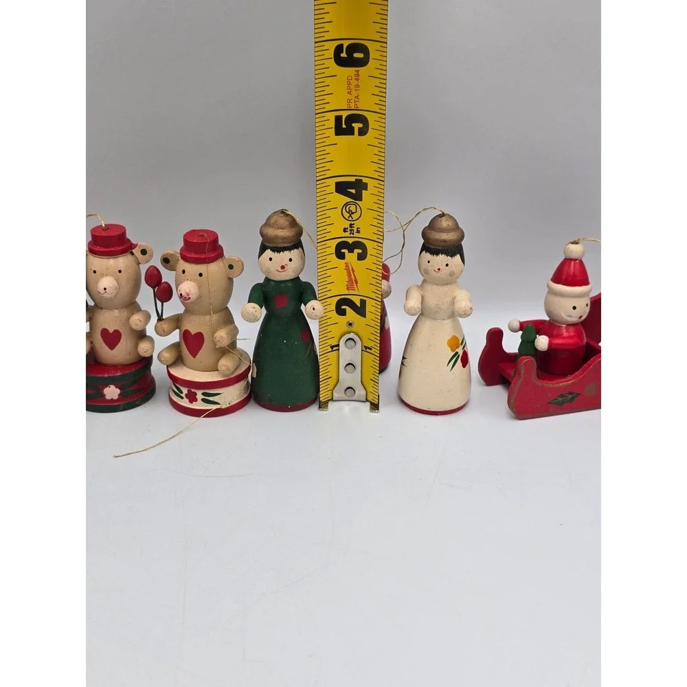 Unbranded Vintage Wooden Christmas Ornaments Mixed‎ Lot Multicolor Good Folk Art